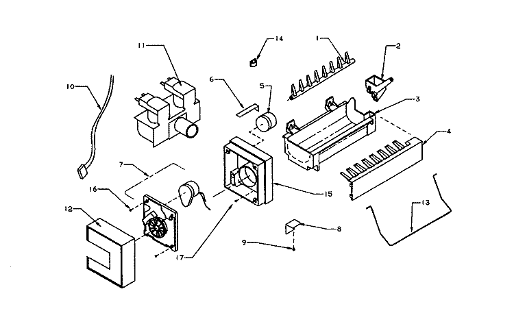Ice Maker Assy Parts Diagram and Parts List for SRD526SL P1184801W L Amana Refrigerator