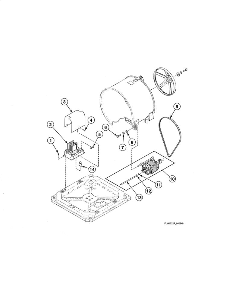Motor And Belt Diagram and Parts List for AFN50FSP111TW01  Speed Queen Washer