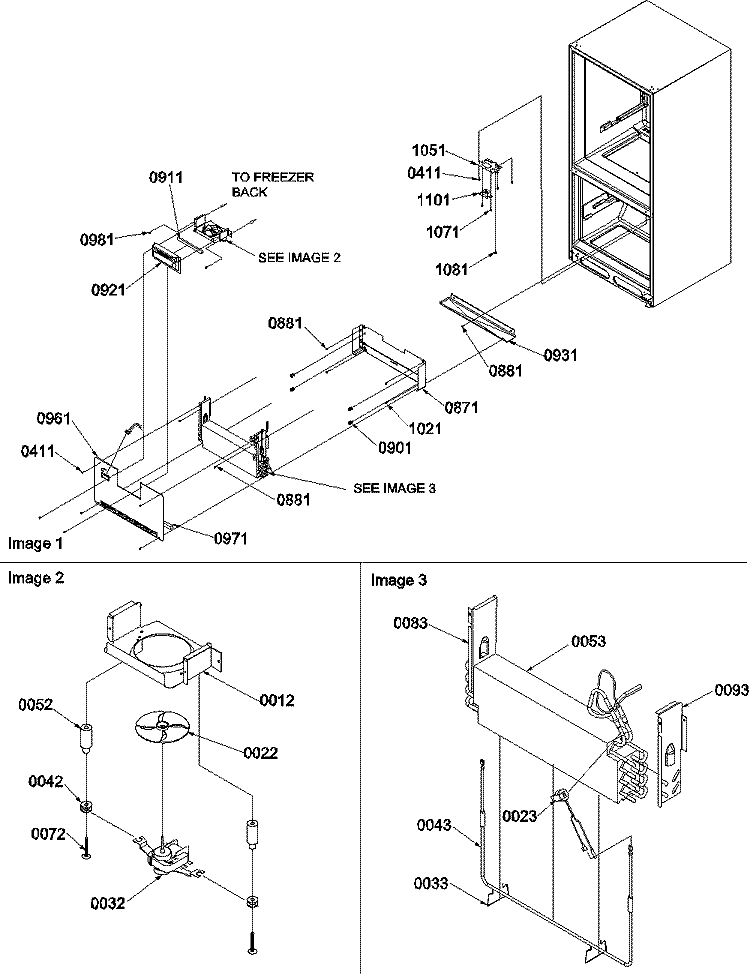 Evaporator & Freezer Control Assy Diagram and Parts List for BG18VL P1320704W L Amana Refrigerator