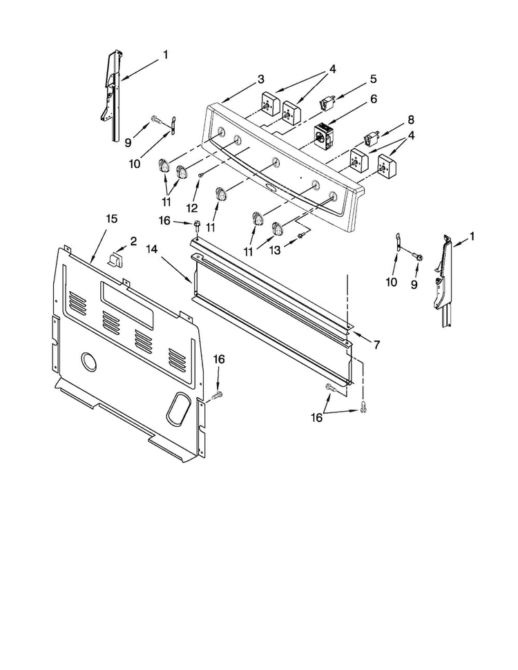 Control Panel Parts Diagram and Parts List for CER3311XAW0  Magic Chef Range