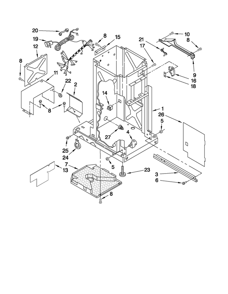 Frame Parts Diagram and Parts List for TC707S3  Jenn-Air Trash Compactor
