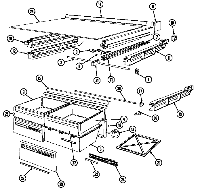 Chest Of Drawers Diagram and Parts List for RB234RDV DG86A Magic Chef Refrigerator