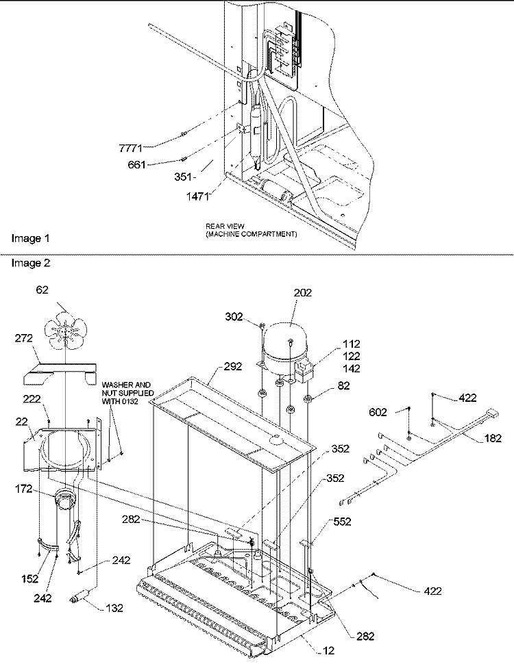 Machine Compartment Diagram and Parts List for TR521VW P1322601W W Amana Refrigerator
