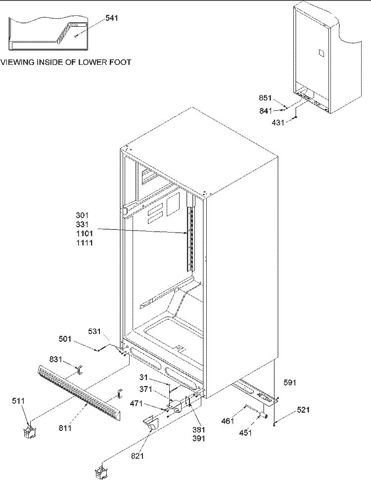 Ladders, Lower Cabinet & Rollers Diagram and Parts List for TR521VW P1322601W W Amana Refrigerator