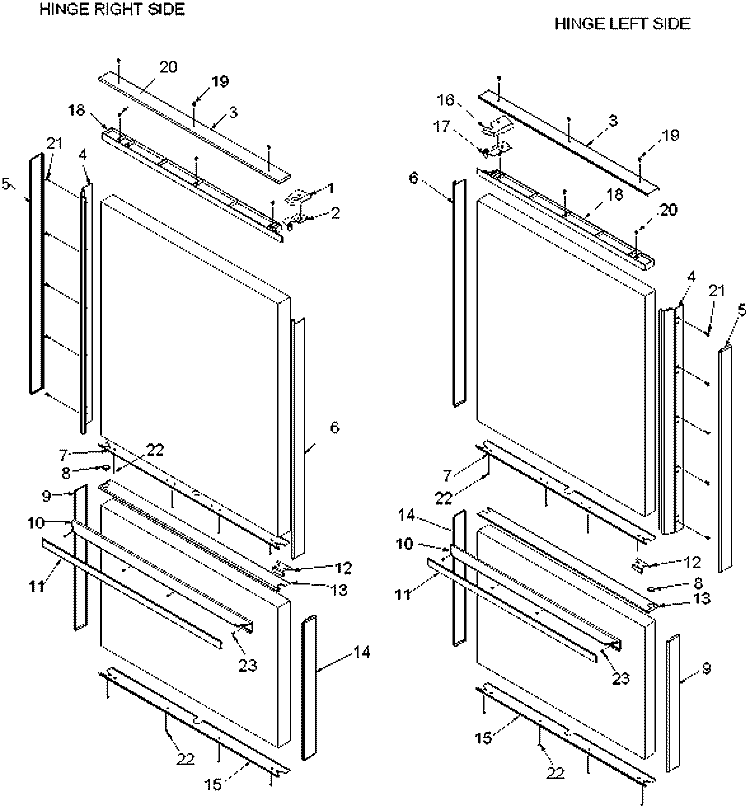 HTK530 Handle and Trim Kits Diagram and Parts List for HTK530RS P1303801W Amana Refrigerator