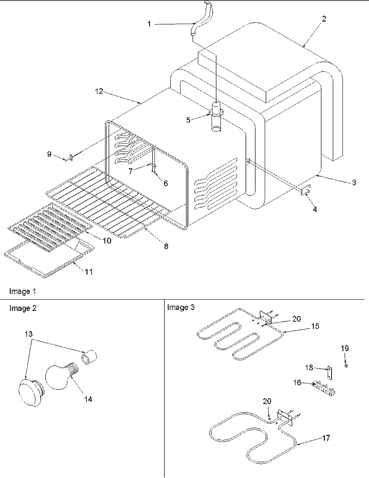 Cavity Diagram and Parts List for ART6114LL P1143675NLL Amana Range