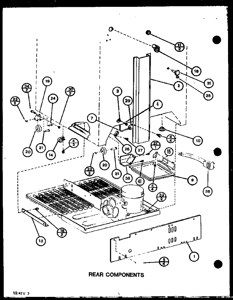REAR COMPONENTS Diagram and Parts List for BX20M P7812520W W Amana Refrigerator