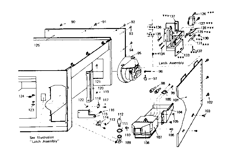 Oven Right Side Assembly Diagram and Parts List for 5629907310  Kenmore Microwave