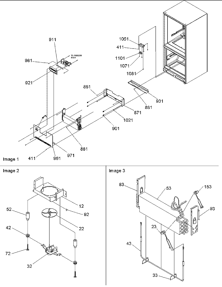 Evaporator & Freezer Control Diagram and Parts List for BX518VE P1324301W E Amana Refrigerator