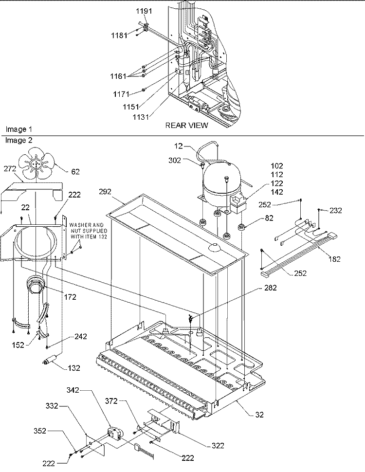 Machine Compartment Diagram and Parts List for BX518VE P1324301W E Amana Refrigerator