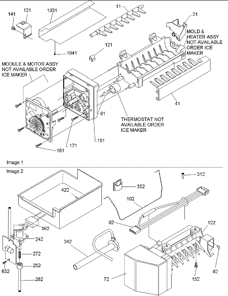 Ice Maker Assy & Parts Diagram and Parts List for BX518VE P1324301W E Amana Refrigerator