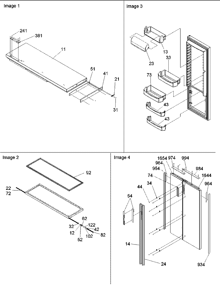 REF / FZ Door, Trim and Handles Diagram and Parts List for SBDE522VW P1320305W W Amana Refrigerator