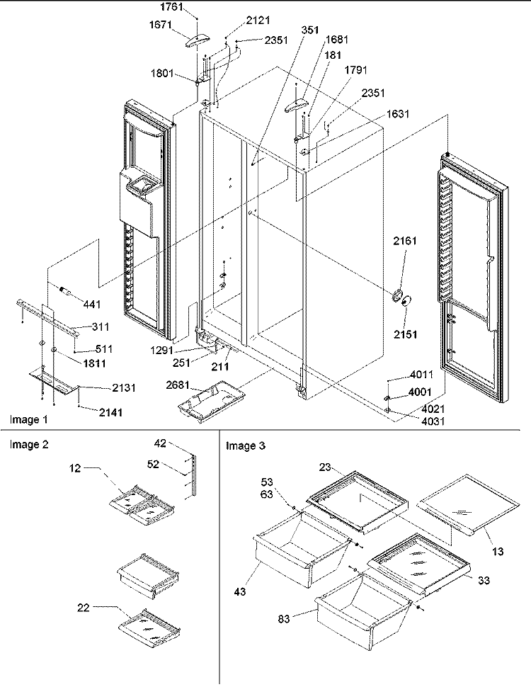 Ref / Fz Lights & Hinges Diagram and Parts List for SBDE522VW P1320305W W Amana Refrigerator