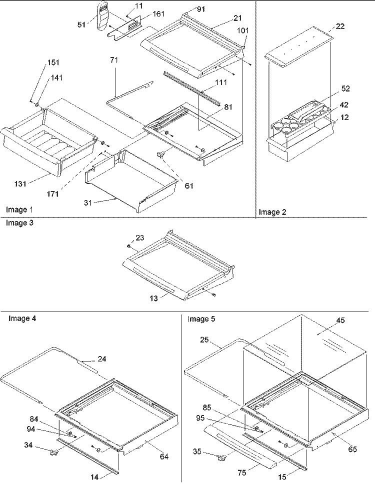 Deli, Shelves, Crisper and Accessories Diagram and Parts List for SBDE522VW P1320305W W Amana Refrigerator