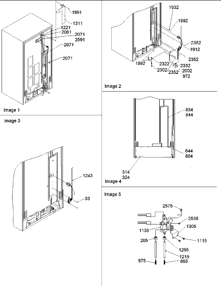 Cabinet Back Diagram and Parts List for SBDE522VW P1320305W W Amana Refrigerator