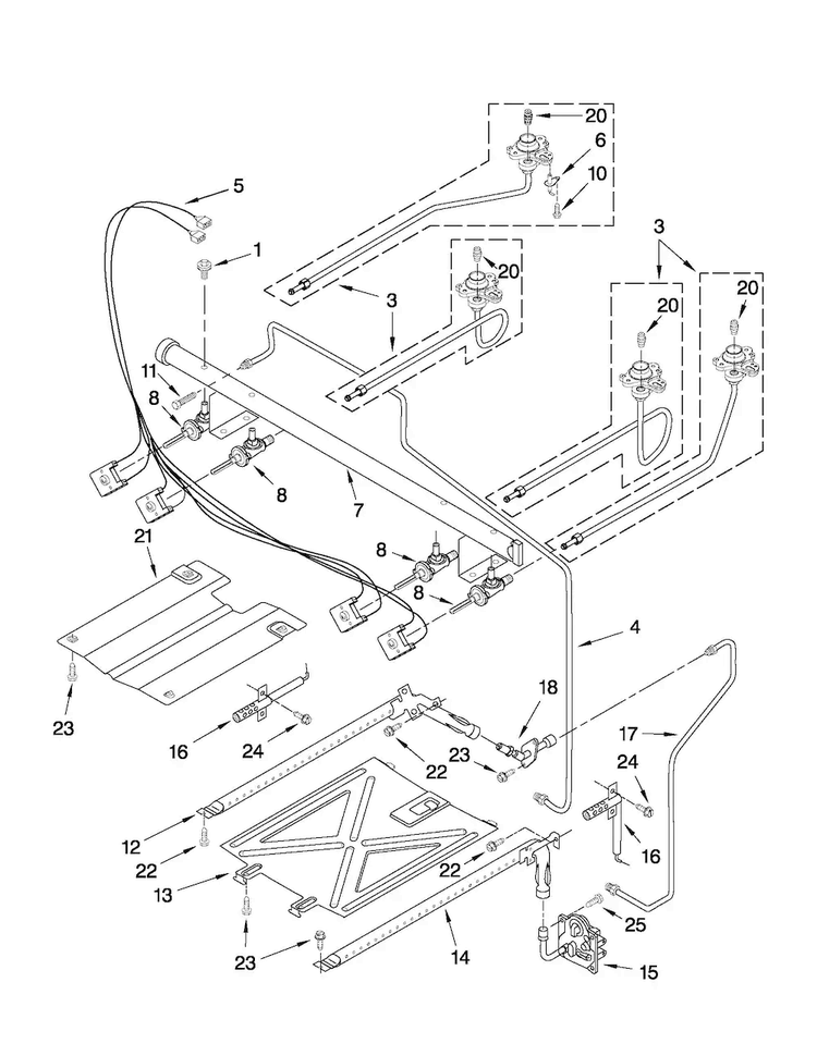 Manifold Parts Diagram and Parts List for MGR7662WB0  Maytag Range