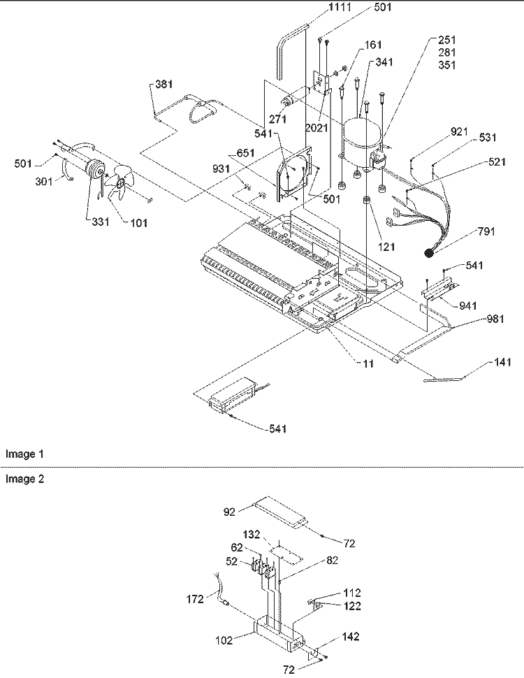 Machine Compartment & Muffler Assy Diagram and Parts List for SBDE522VW P1320305W W Amana Refrigerator