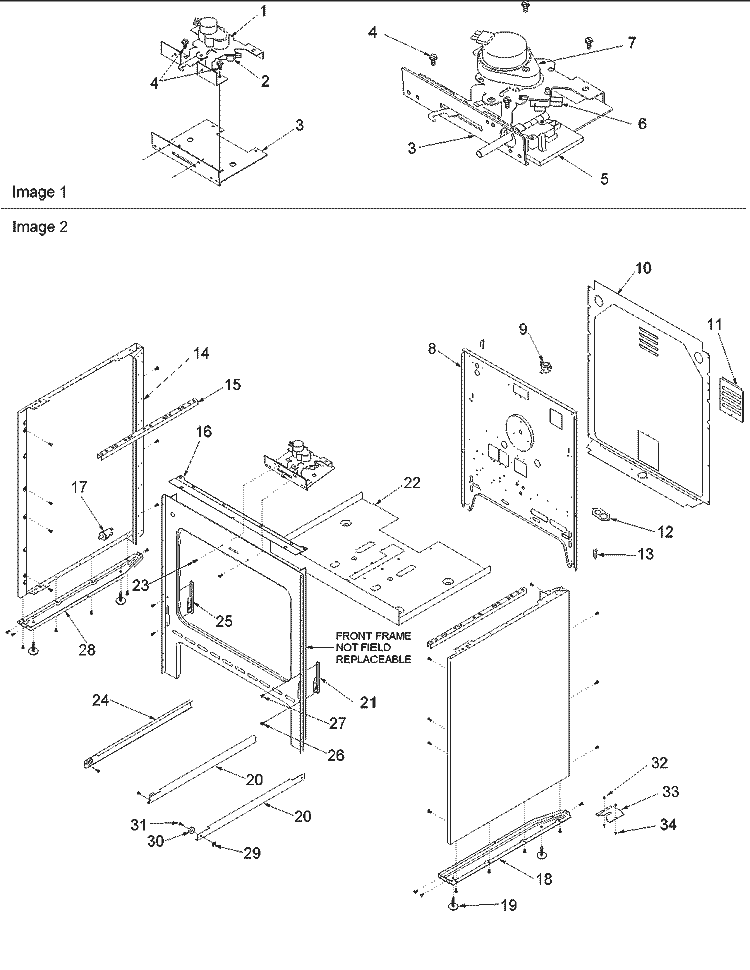 Cabinet Diagram and Parts List for ZRT6510WW P1143825NWW Amana Range