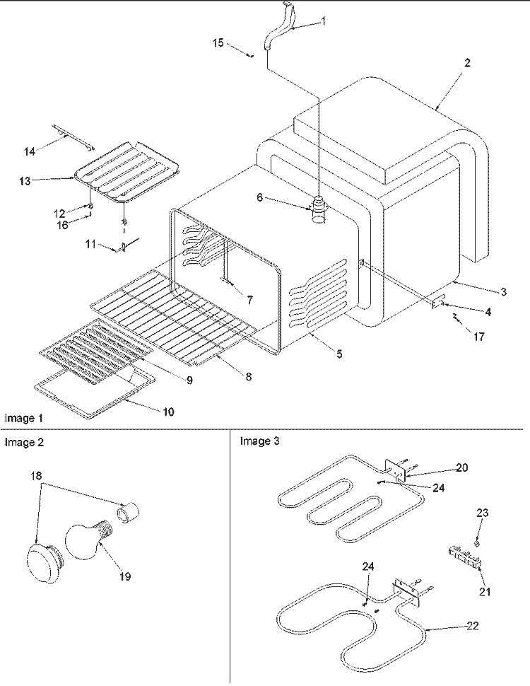 Cavity Diagram and Parts List for ZRT6510WW P1143825NWW Amana Range