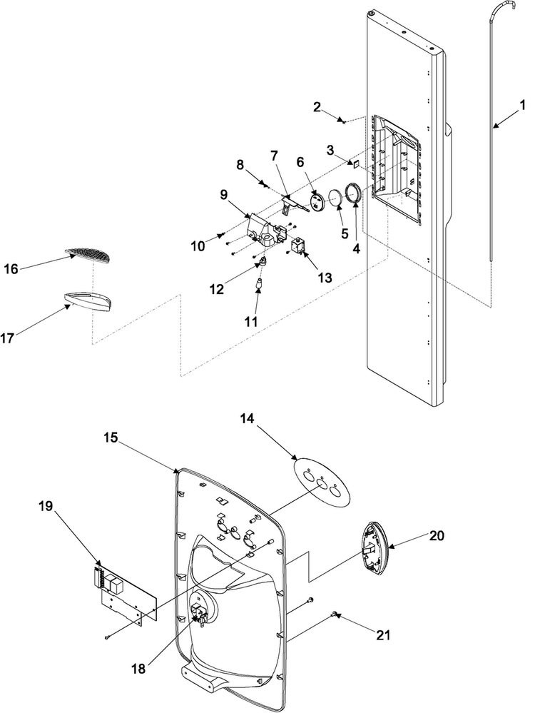 Fz Door And Facade Diagram and Parts List for PSD268LGEB-PPSD268LGEB0  Maytag Refrigerator