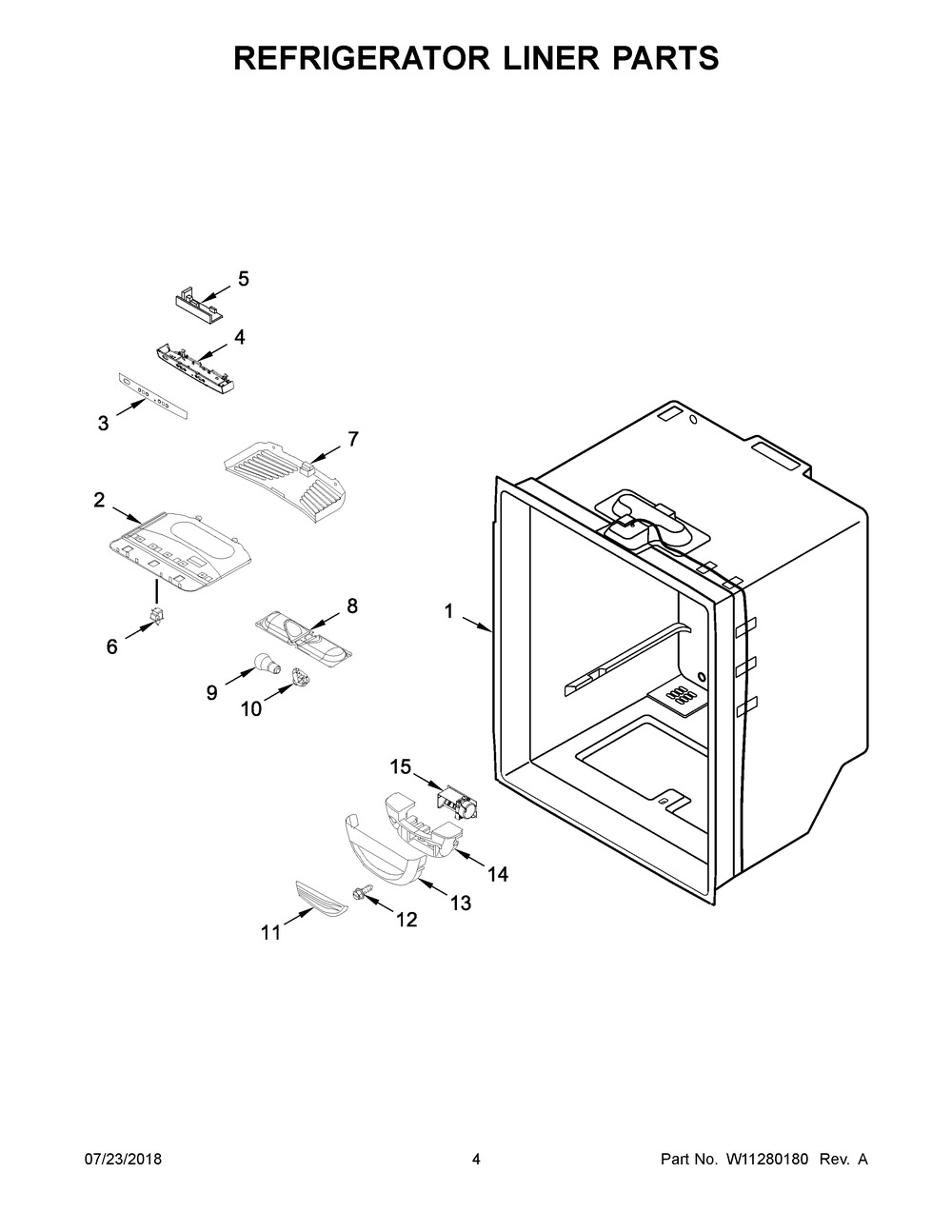 Refrigerator Liner Parts Diagram and Parts List for MBL1957FEZ02  Maytag Refrigerator