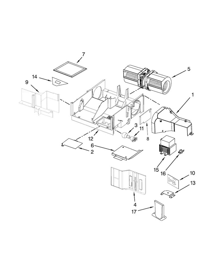 Air Flow Parts Diagram and Parts List for AMV1150VAW5  Amana Microwave