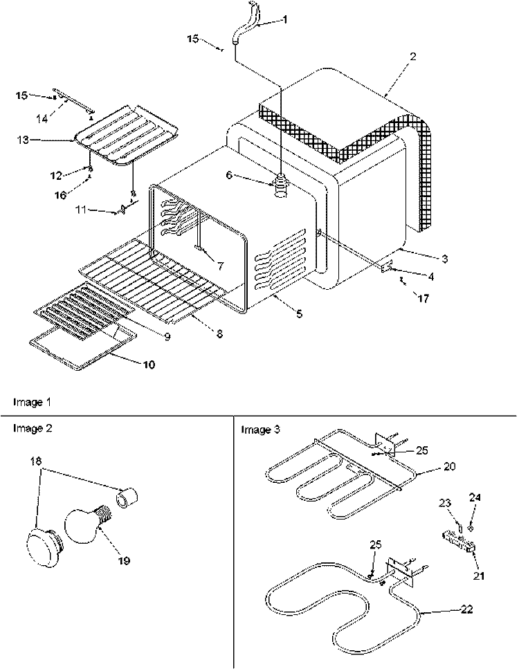 Cavity Diagram and Parts List for ART6511 E P1143689N E Amana Range