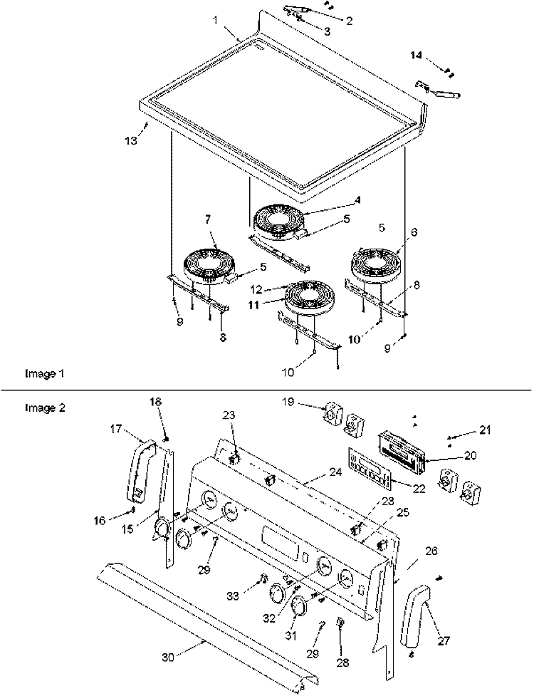 Maintop and Backguard Diagram and Parts List for ART6511 E P1143689N E Amana Range