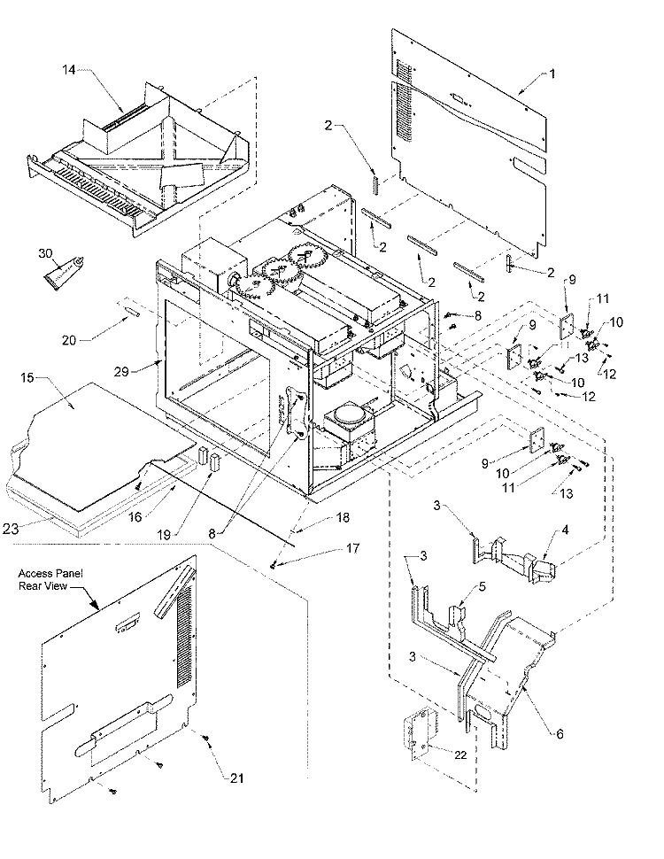 CHASSIS ASSEMBLY PARTS Diagram and Parts List for WDYRC P1198621M Amana Microwave