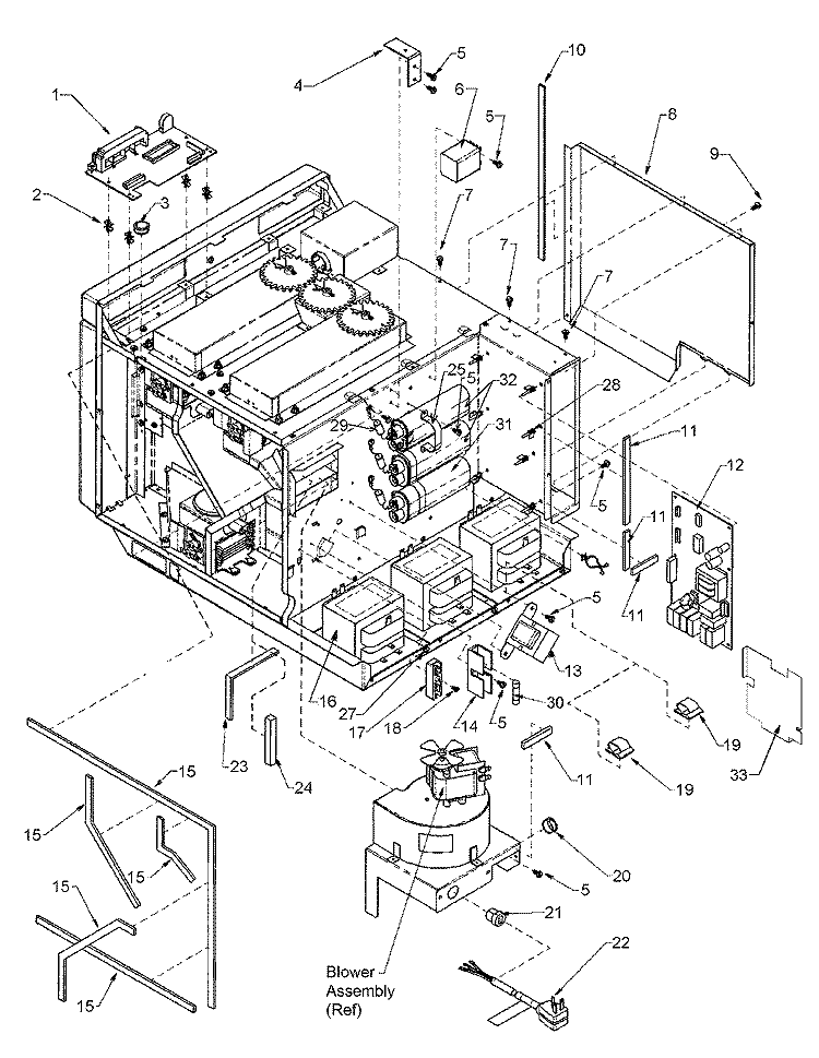 CHASSIS ASSEMBLY PARTS Diagram and Parts List for WDYRC P1198621M Amana Microwave