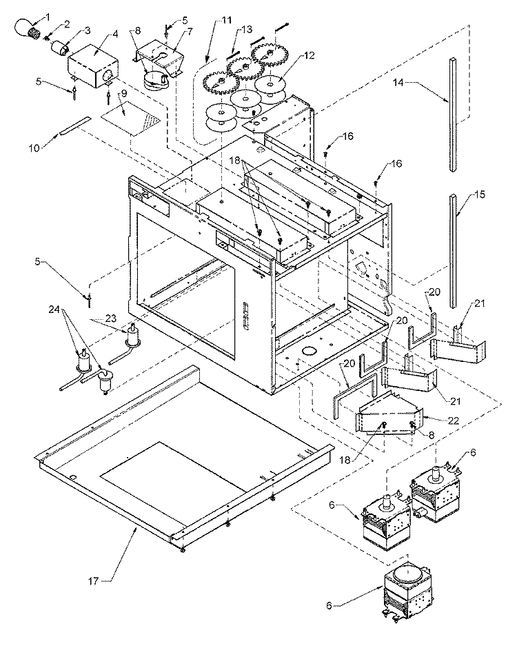 CHASSIS ASSEMBLY PARTS Diagram and Parts List for WDYRC P1198621M Amana Microwave