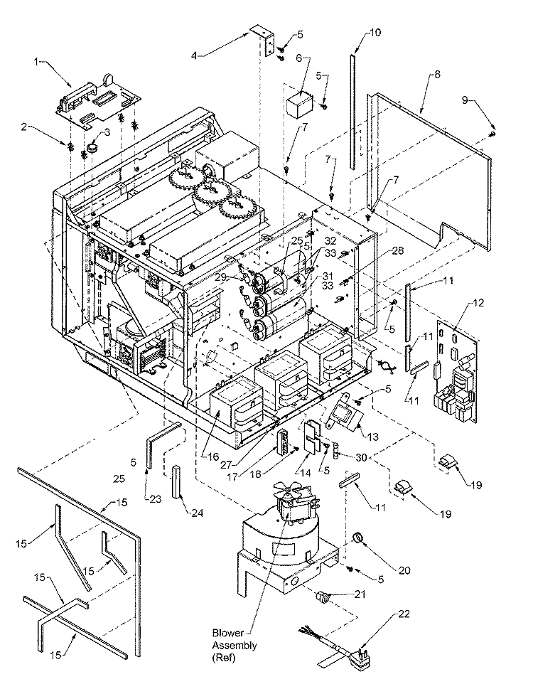 CHASSIS ASSEMBLY PARTS 2 Diagram and Parts List for KFC1 P1198622M Amana Microwave