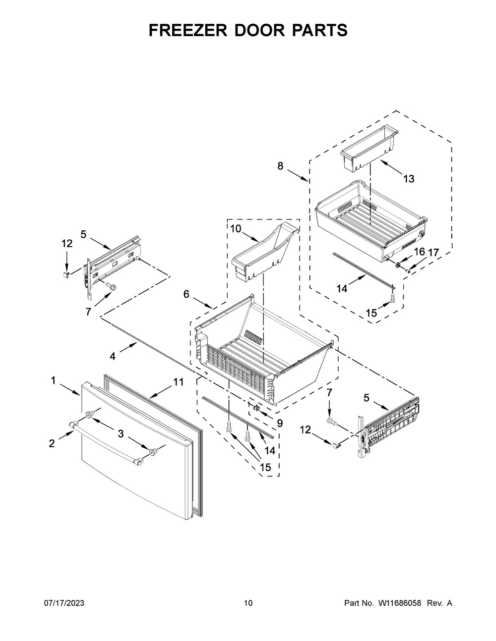 Freezer Door Parts Diagram and Parts List for MFT2772HEZ04  Maytag Refrigerator