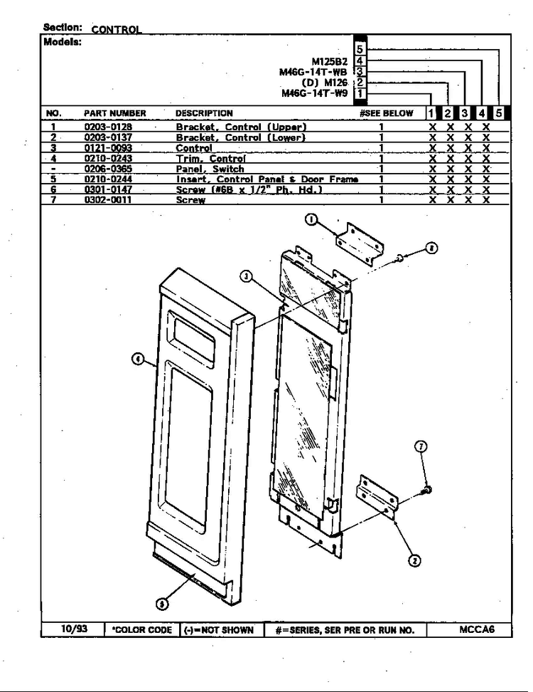 Control Panel Diagram and Parts List for DM126  Magic Chef Microwave