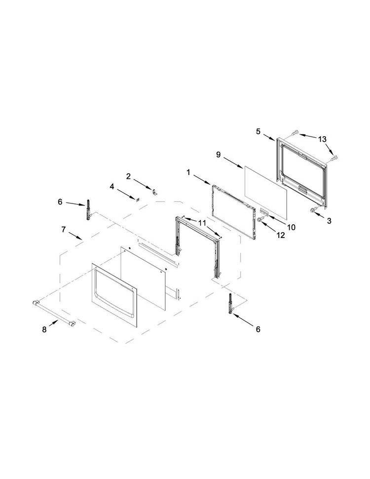 Upper Oven Door Parts Diagram and Parts List for MEW9627DS02  Maytag Wall Oven