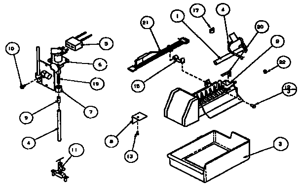 Add-on Ice Maker Assembly Diagram and Parts List for TXI18R2-P1179501W  Amana Refrigerator