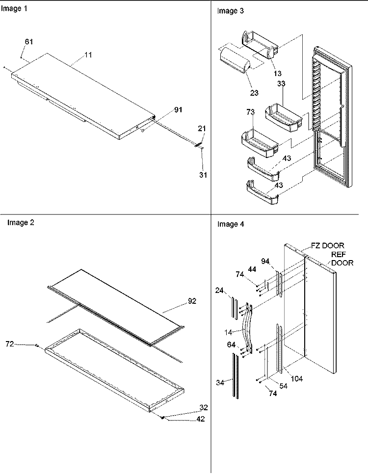 REFR. DOOR, TRIM & HANDLES Diagram and Parts List for ARS2367AB PARS2367AB0 Amana Refrigerator