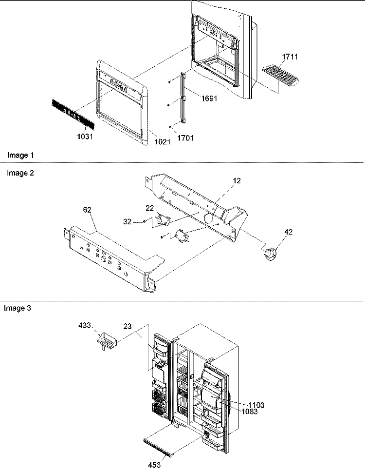 FAÇADE DISPENSER COVER, ELEC BRKT ASSY Diagram and Parts List for ARS2367AB PARS2367AB0 Amana Refrigerator