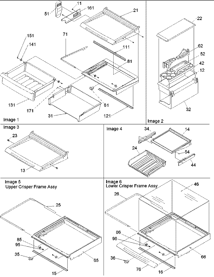 DELI, SHELVES & CRISPER ASSY Diagram and Parts List for ARS2367AB PARS2367AB0 Amana Refrigerator