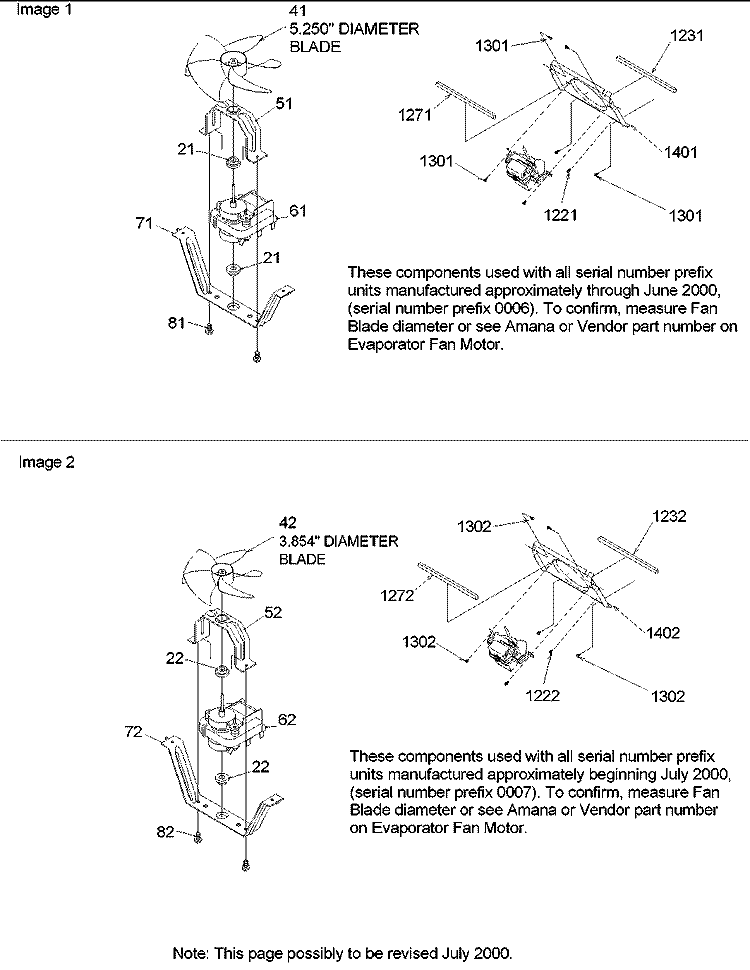 EVAPORATOR FAN SHROUD & MOTOR ASSEMBLIES Diagram and Parts List for ARS2367AB PARS2367AB0 Amana Refrigerator
