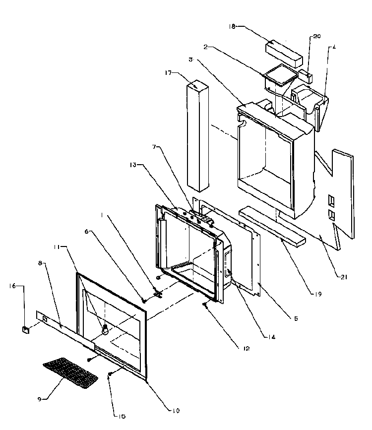 Ice And Water Cavity Diagram and Parts List for SPD22NL-P1181306WL  Amana Refrigerator