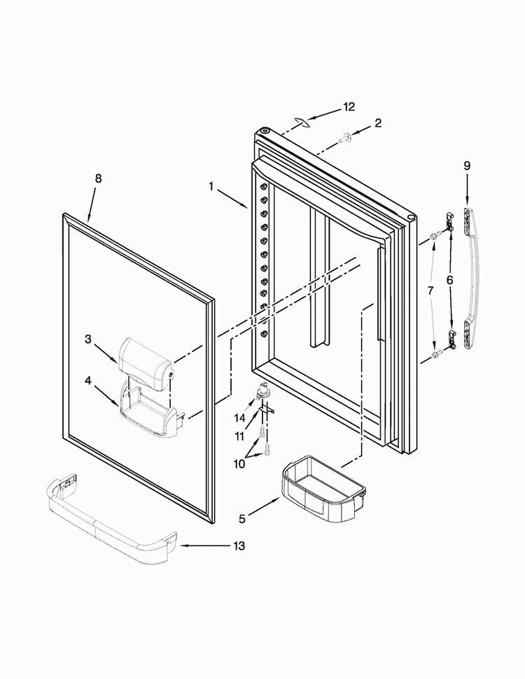 Refrigerator Door Parts Diagram and Parts List for MBF1958XEB3  Maytag Refrigerator