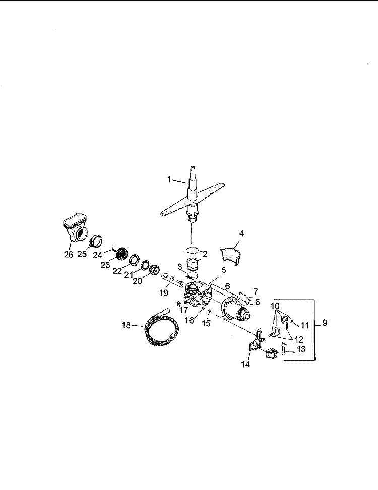 Motor & Pump Assembly Diagram and Parts List for ADU3000DB P1307514W Amana Dishwasher