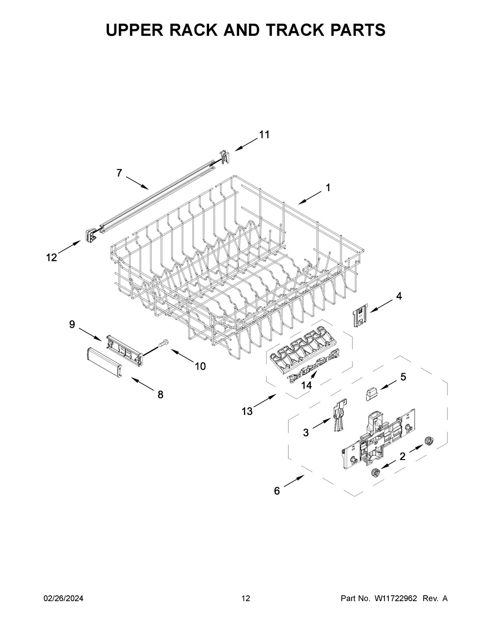 Upper Rack And Track Parts Diagram and Parts List for MDB7959SKZ3  Maytag Dishwasher