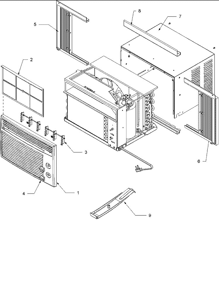 Outer Case Assy Diagram and Parts List for RC06087M1D REV RC06087M1D A Amana Air Conditioner