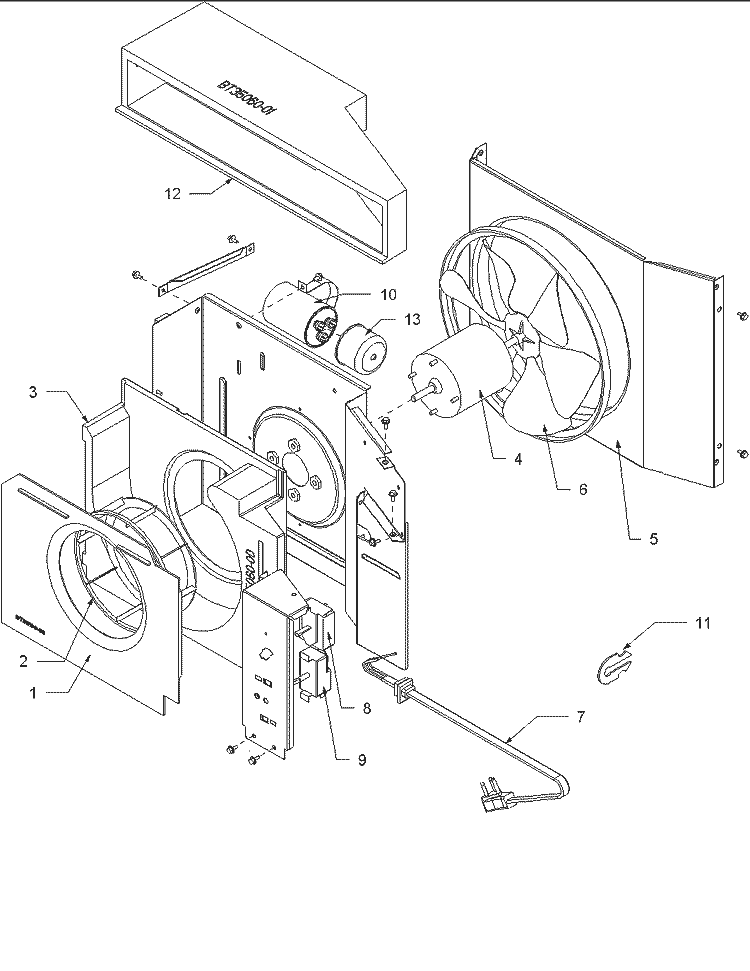 Fan and Control Assy Diagram and Parts List for RC05090M1DR  Amana Air Conditioner