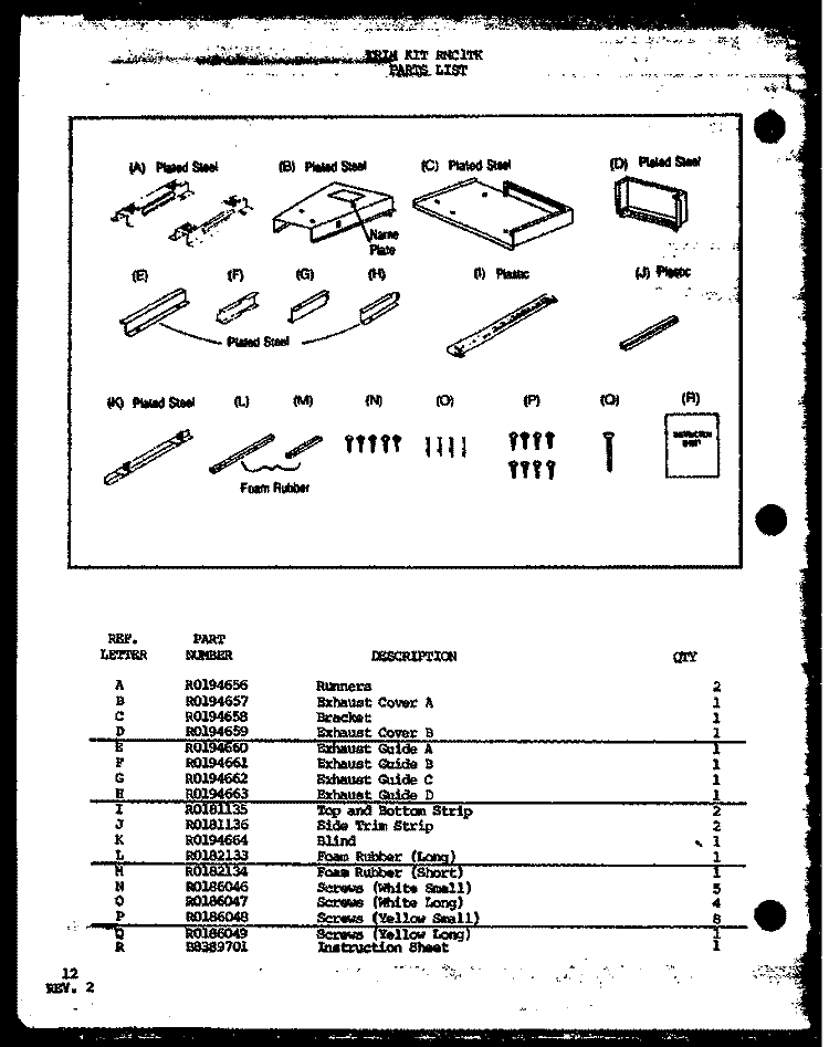 Page 5 Diagram and Parts List for RMC1TK  Amana Microwave