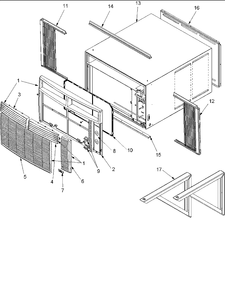 Outer Case Assy Diagram and Parts List for RC12010C2D  Amana Air Conditioner