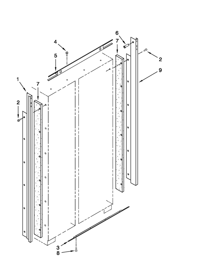 Cabinet Trim Parts Diagram and Parts List for JS42NXFXDW03  Jenn-Air Refrigerator