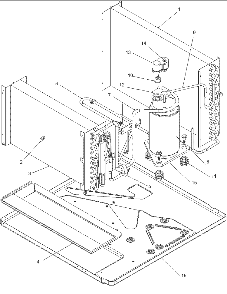Evaporator, Condenser and Compressor Diagram and Parts List for REF120905C5ER  Amana Air Conditioner